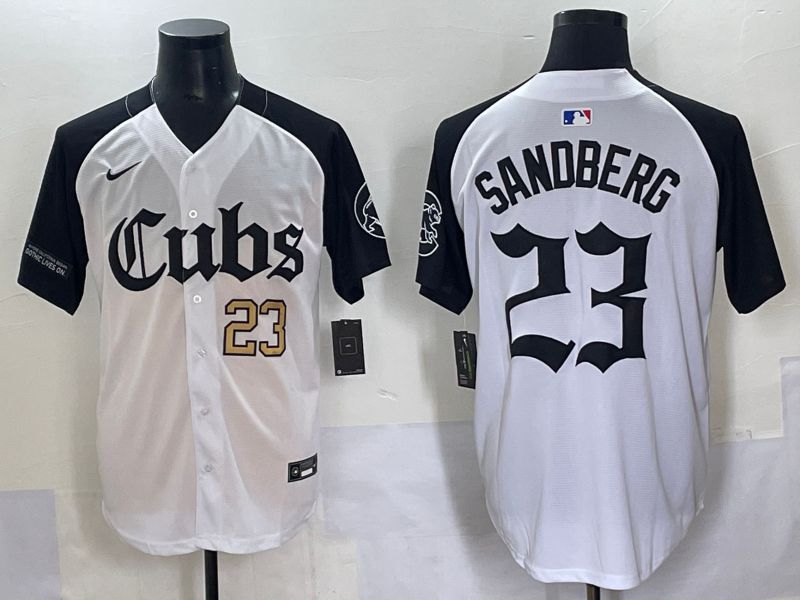 Men 2025 Chicago Cubs 23 Sandberg White black Five generations Joint Name Nike MLB Jersey style 6235